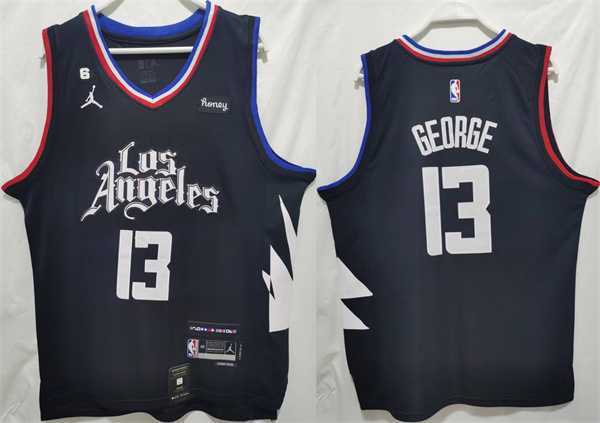 Mens Los Angeles Clippers #13 Paul George Black Stitched Jersey->los angeles clippers->NBA Jersey